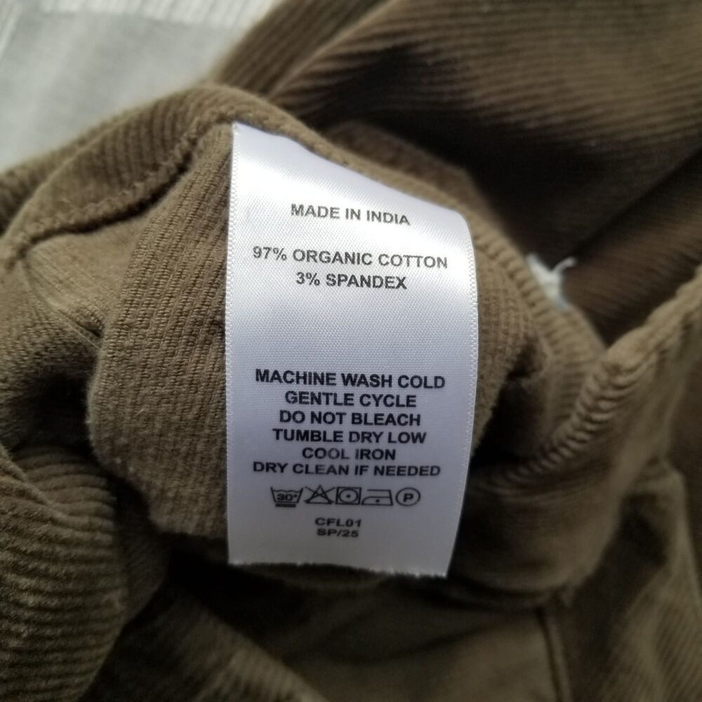 Quince Corduroy Seaweed Green Cropped Wideleg Pants Women's Size 14 - Picture 7 of 9